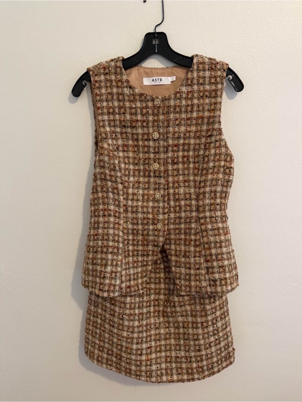 ASTR Multicolor Tweed Jacket with Gold Button Detail - Picture 1 of 5
